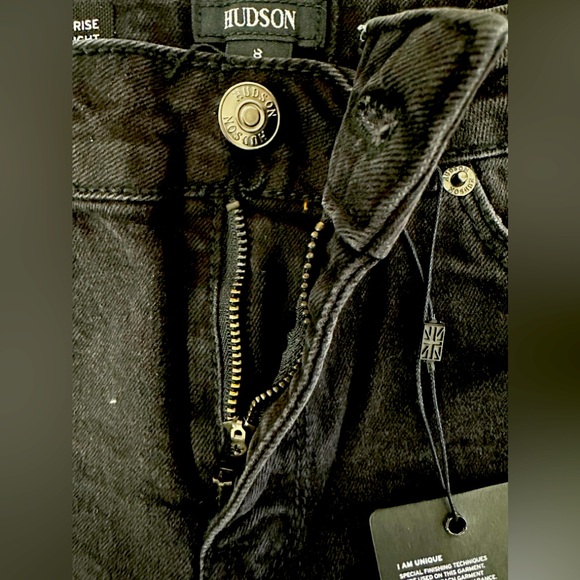 Hudson Kids Washed Black High Rise Straight Jeans Non Wear-Thru Distressing NWT - Picture 6 of 13